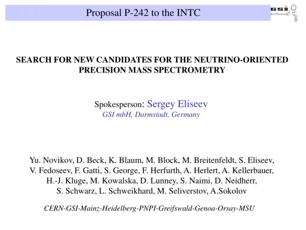 Proposal P-242 to the INTC
