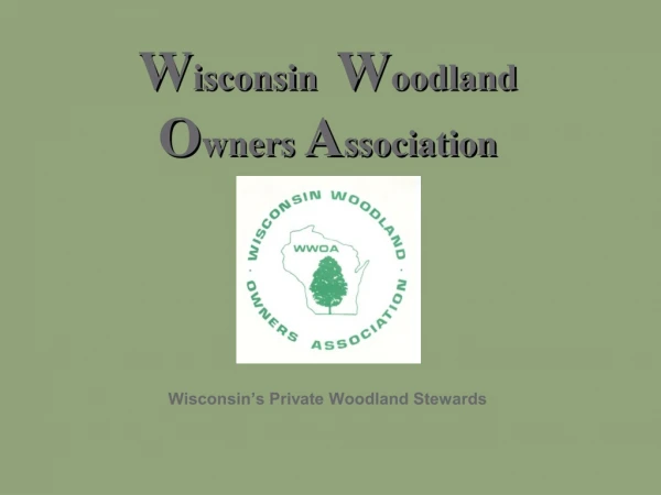 W isconsin   W oodland O wners  A ssociation Wisconsin’s Private Woodland Stewards