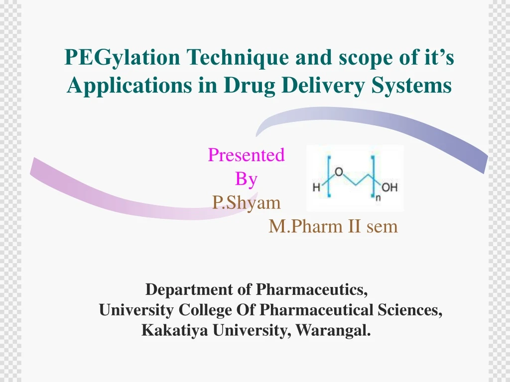 pegylation technique and scope of it s applications in drug delivery systems