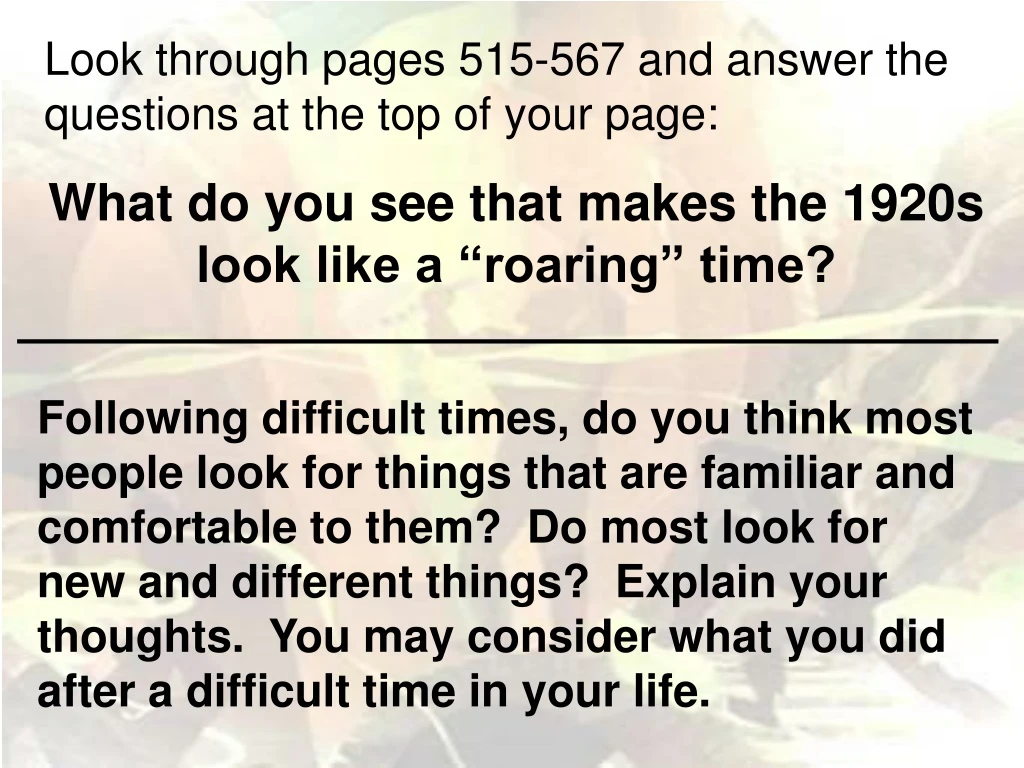 look through pages 515 567 and answer