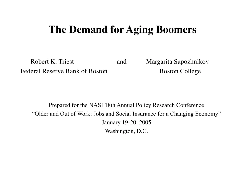 the demand for aging boomers