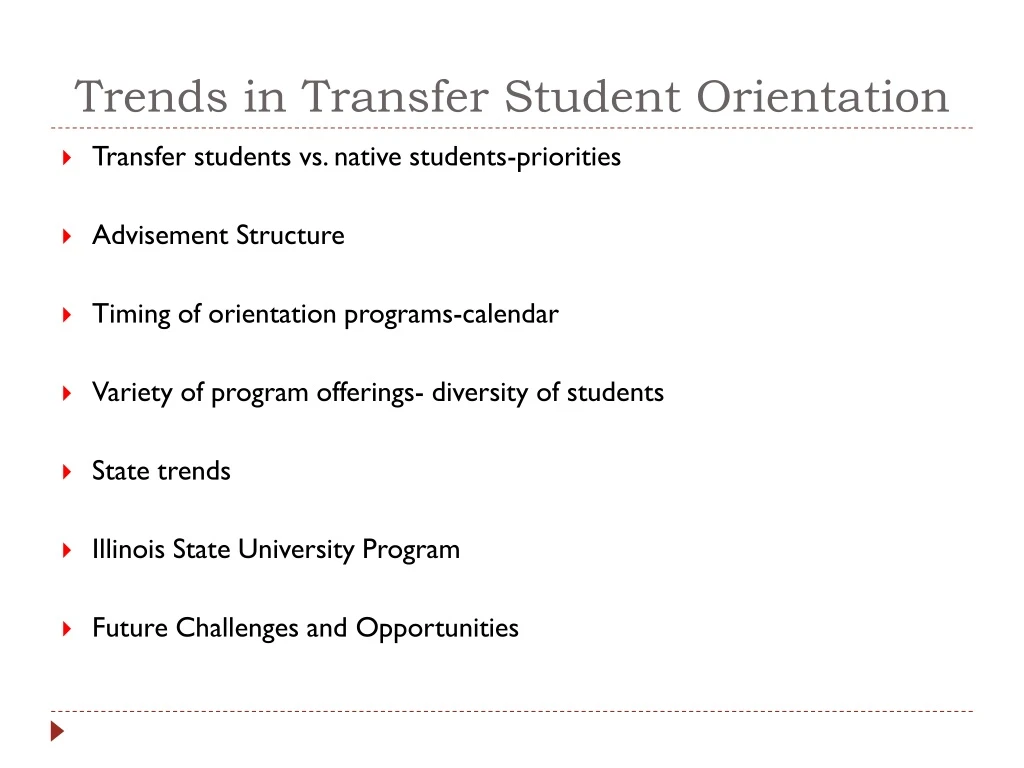 trends in transfer student orientation