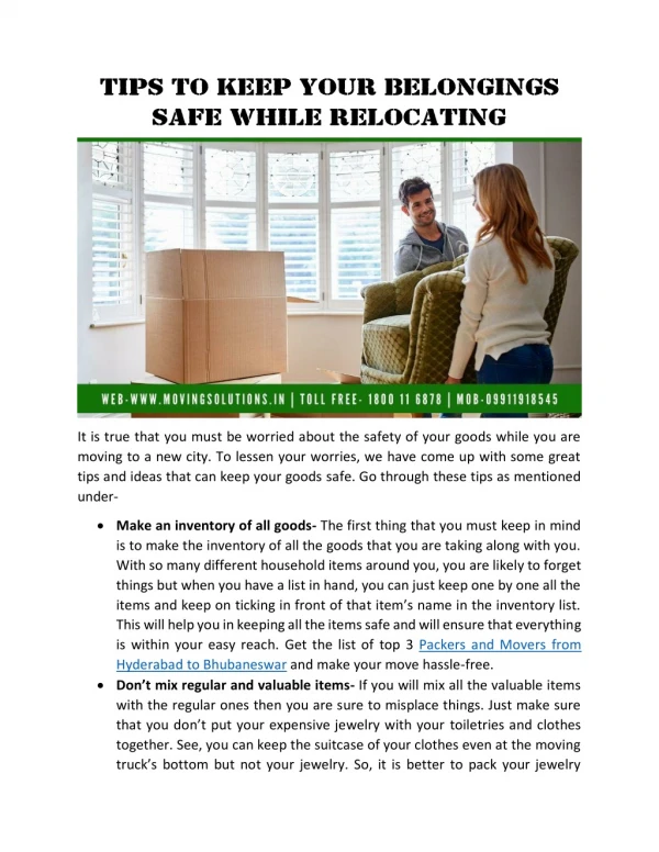 Tips to Keep Your Belongings Safe While Relocating