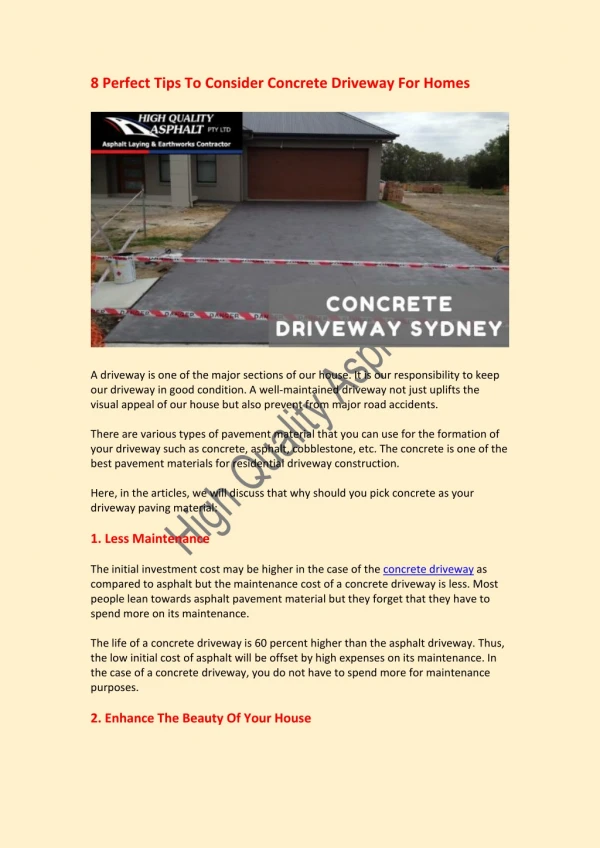 8 Perfect Tips To Consider Concrete Driveway For Homes