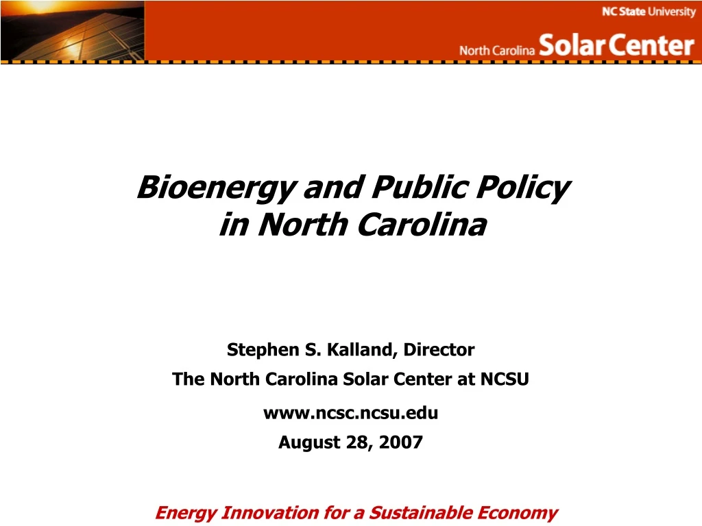 bioenergy and public policy in north carolina