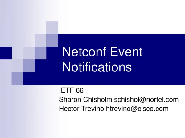 Netconf Event Notifications