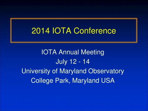 2014 IOTA Conference