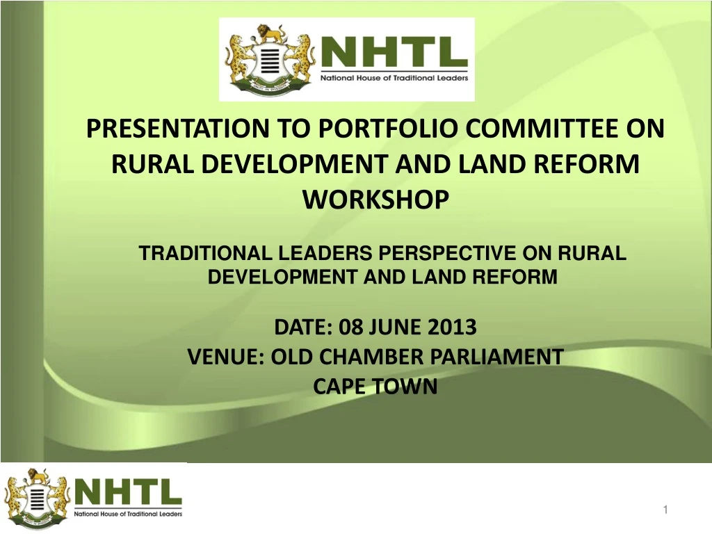 presentation to portfolio committee on rural