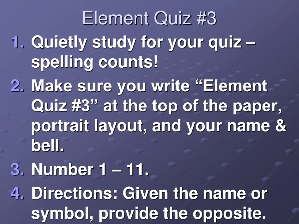 element quiz 3