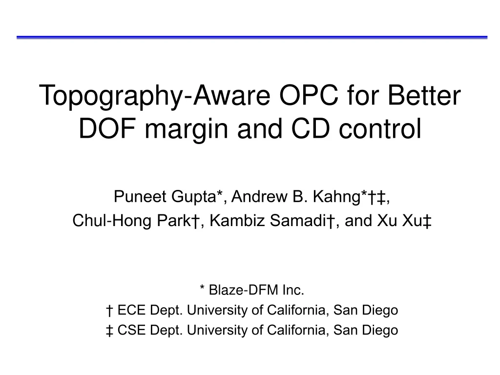 topography aware opc for better dof margin and cd control