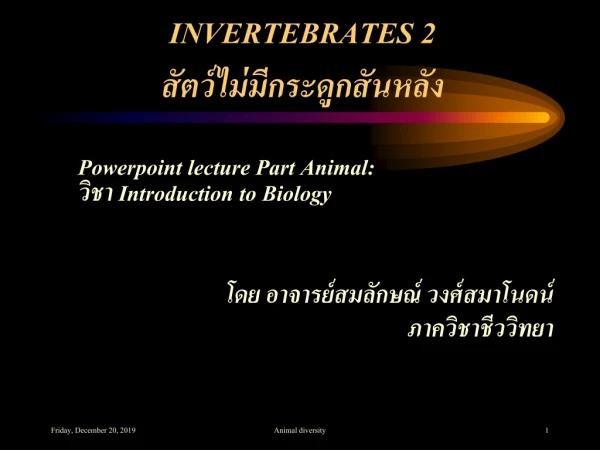 INVERTEBRATES 2 สัตว์ไม่มีกระดูกสันหลัง
