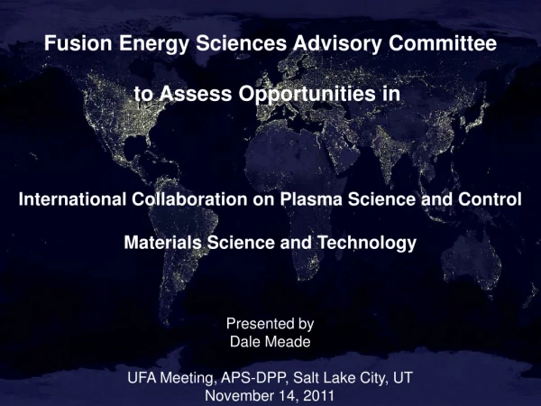 Fusion Energy Sciences Advisory Committee to Assess Opportunities in