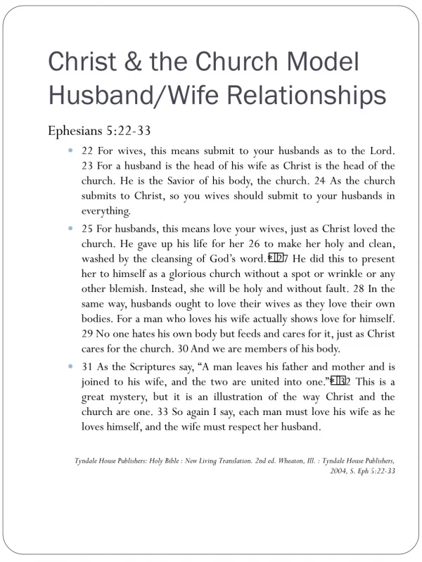 Christ &amp; the Church Model Husband/Wife Relationships