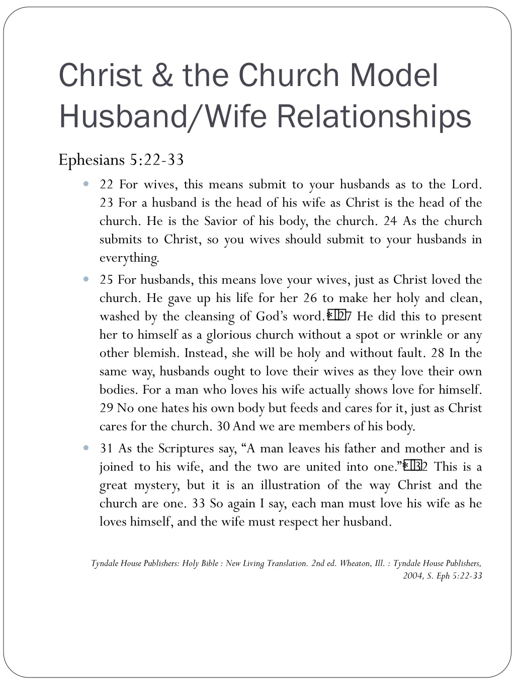 christ the church model husband wife relationships