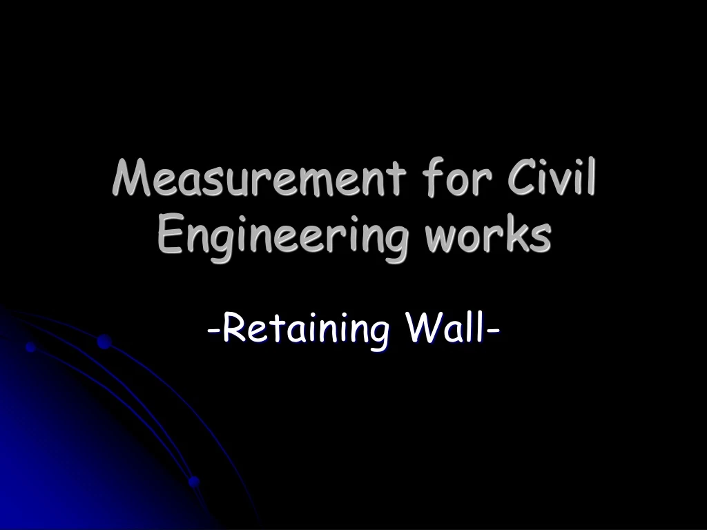 measurement for civil engineering works