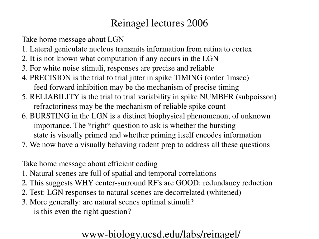 reinagel lectures 2006