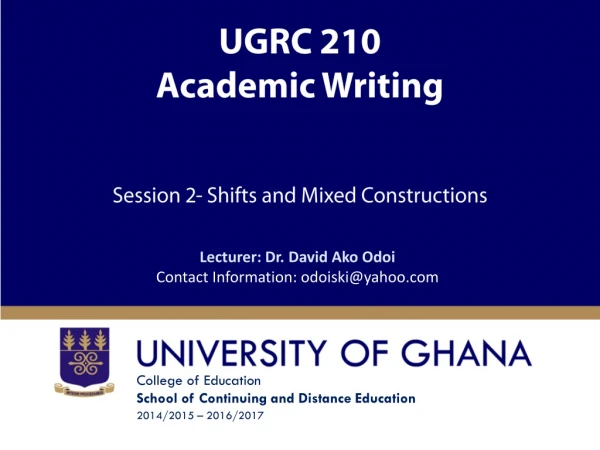 UGRC 210 Academic Writing