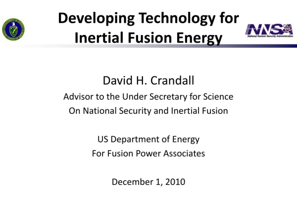 Developing Technology for  Inertial Fusion Energy