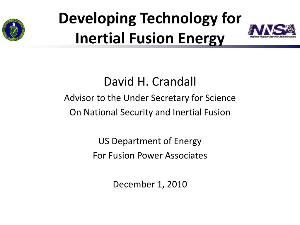 developing technology for inertial fusion energy