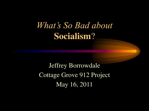 What’s So Bad about Socialism ?