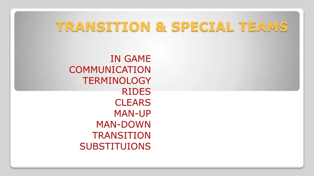 transition special teams