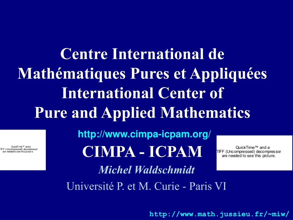 centre international de math matiques pures