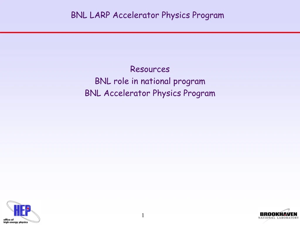 bnl larp accelerator physics program