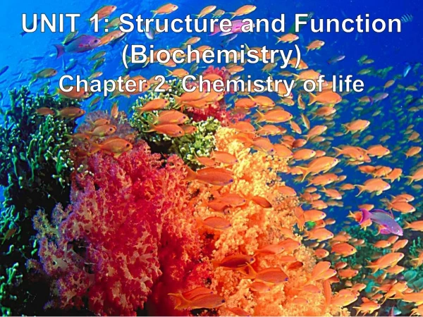 UNIT 1: Structure and Function (Biochemistry) Chapter 2: Chemistry of life