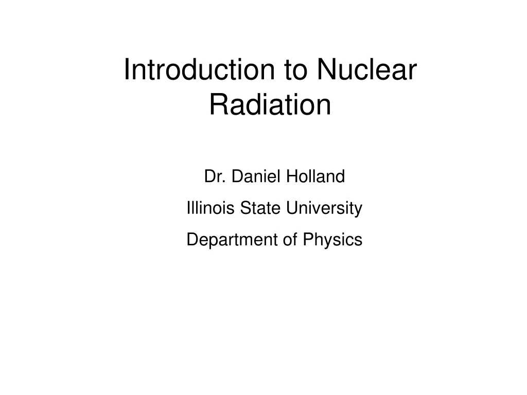 introduction to nuclear radiation