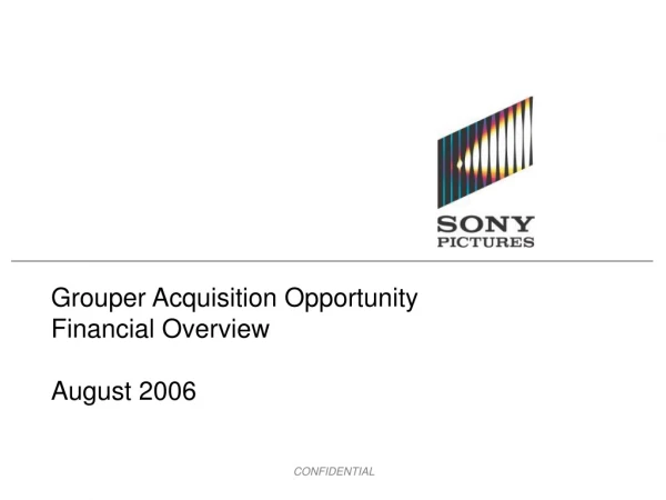 Grouper Acquisition Opportunity Financial Overview August 2006