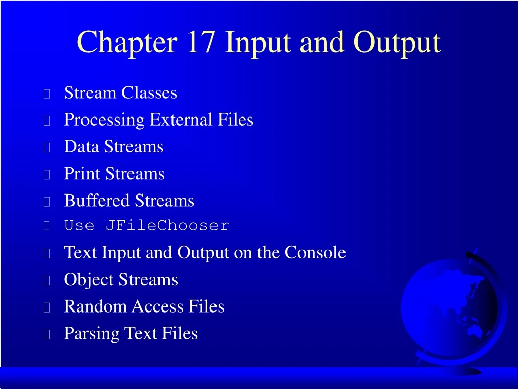 chapter 17 input and output