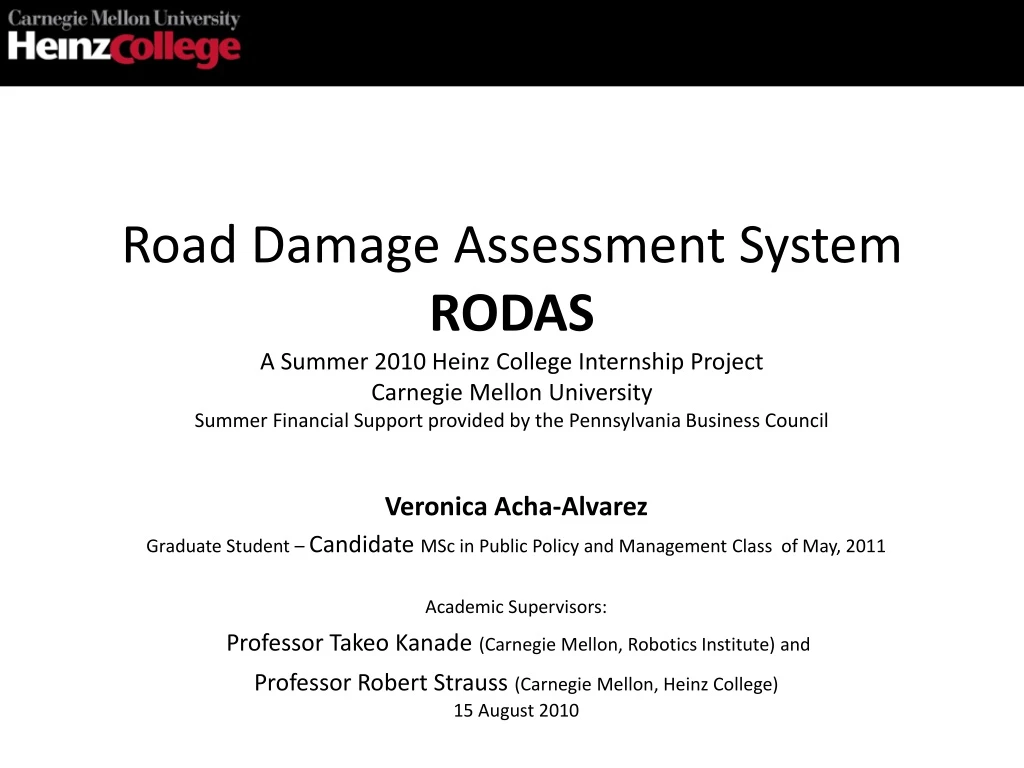 road damage assessment system rodas a summer 2010