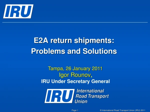E2A return shipments : Problems and Solutions