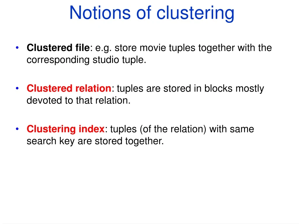 notions of clustering