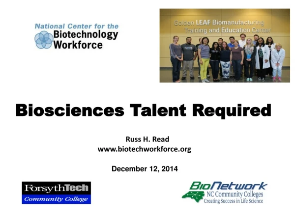 Biosciences Talent Required