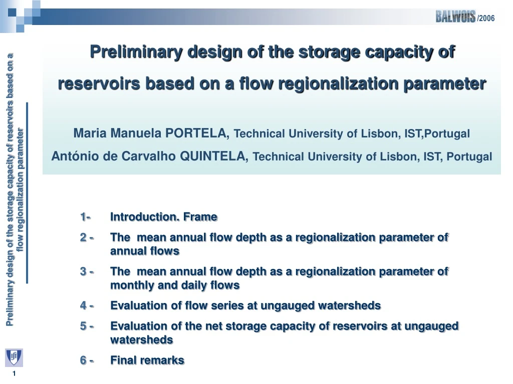 preliminary design of the storage capacity