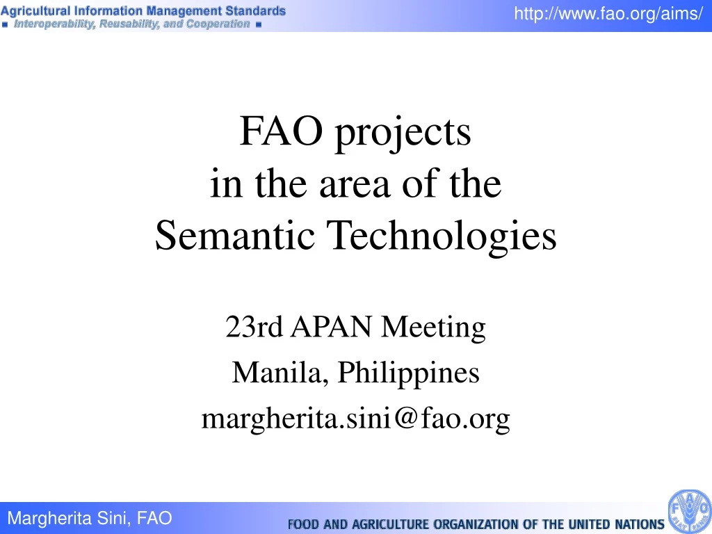 fao projects in the area of the semantic technologies