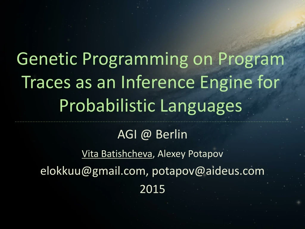 genetic programming on program traces as an inference engine for probabilistic languages