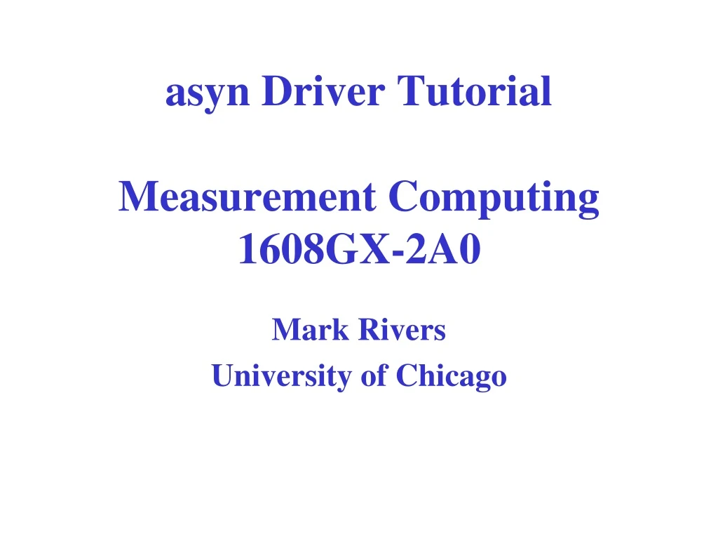 asyn driver tutorial measurement computing 1608gx 2a0