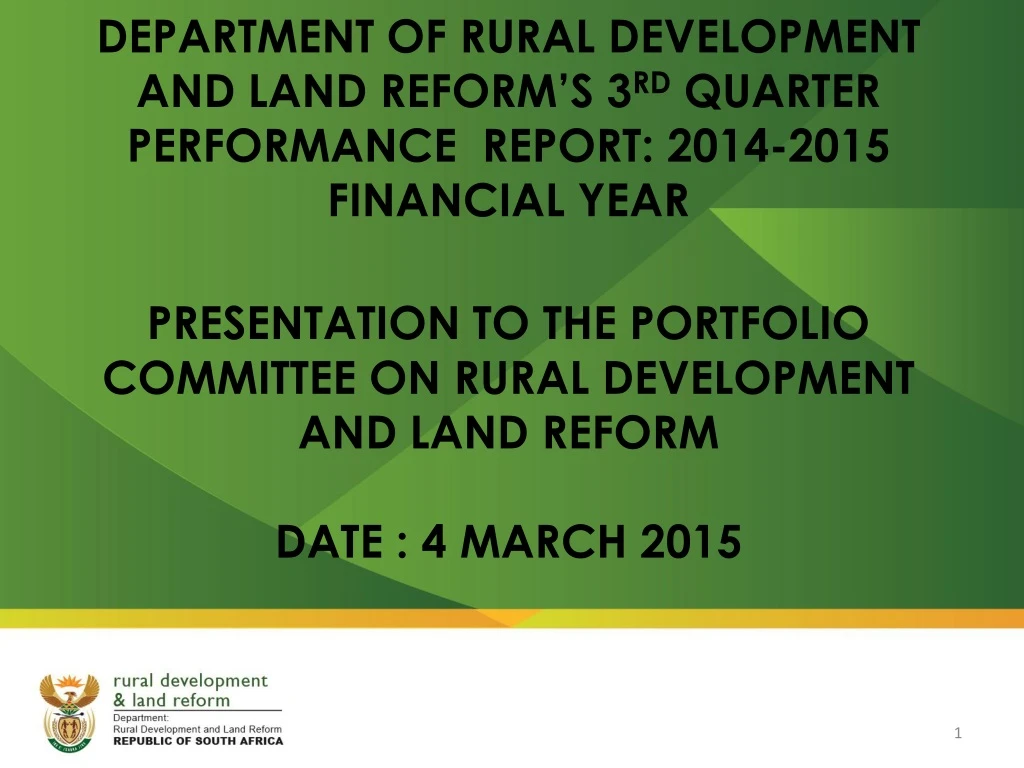 department of rural development and land reform