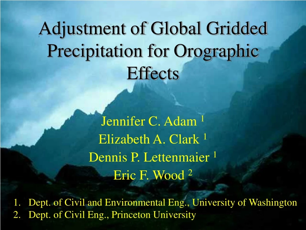 adjustment of global gridded precipitation for orographic effects