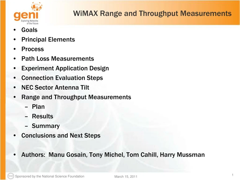wimax range and throughput measurements