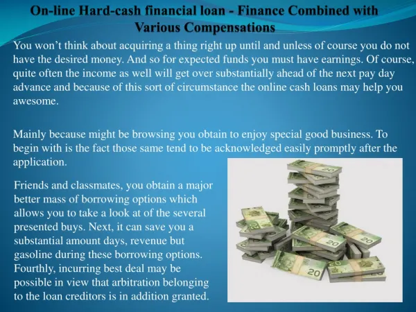 On-line Hard-cash financial loan - Finance Combined with