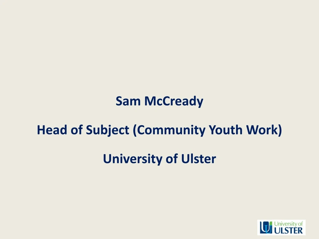 sam mccready head of subject community youth work