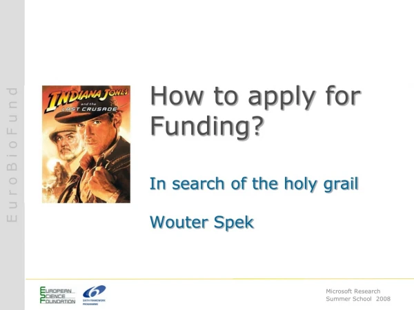 How to apply for Funding? In search of the holy grail  Wouter Spek