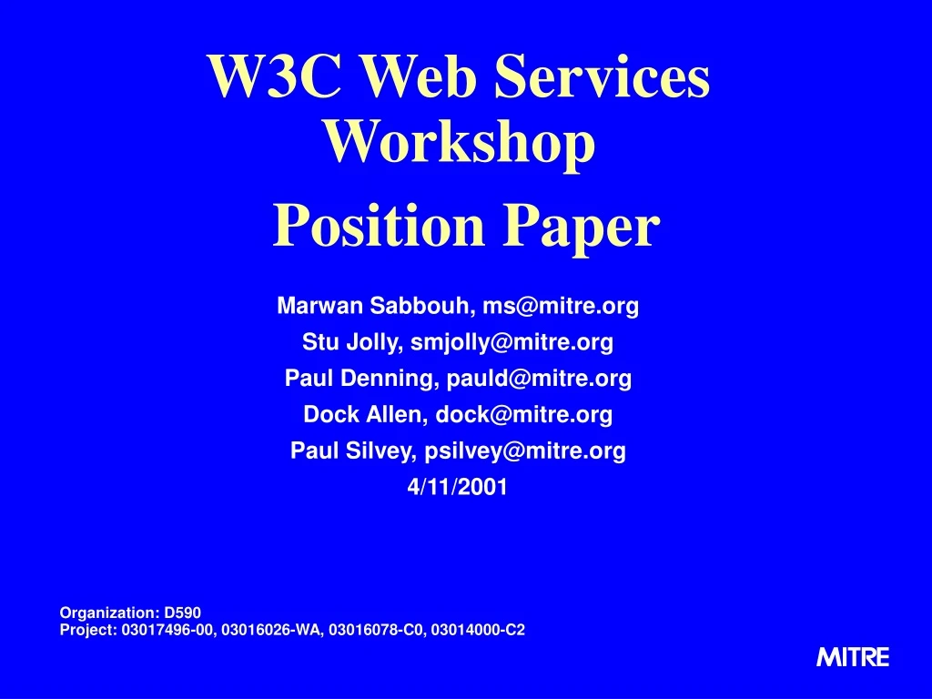 w3c web services workshop