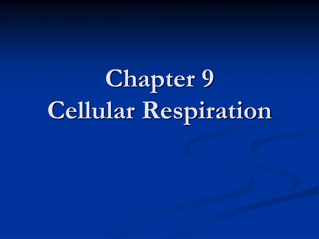 chapter 9 cellular respiration