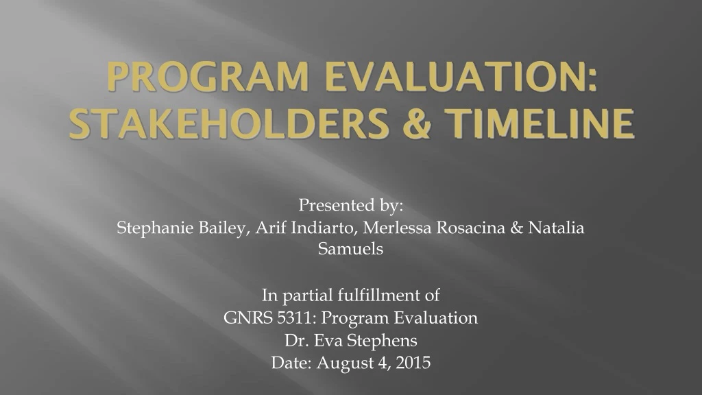 program evaluation stakeholders timeline