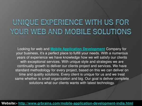 Unique Experience With us For Your Web and Mobile Solutions