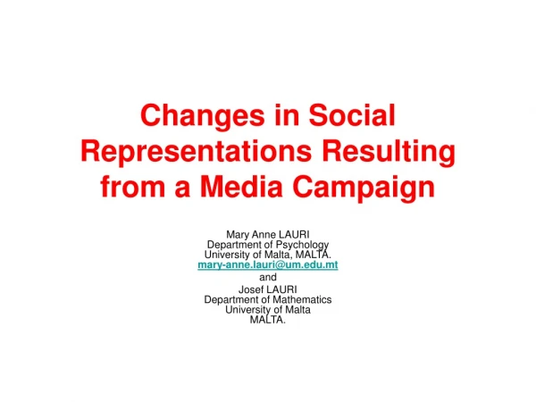 Changes in Social Representations Resulting from a Media Campaign